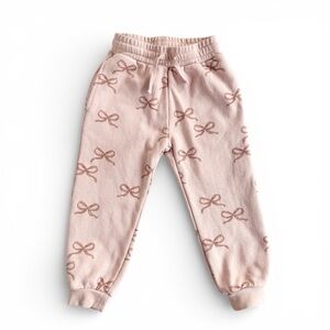 Rylee + Cru Blush Pink Bow Print Jogger Sweatpants Girls size 4–5 Years